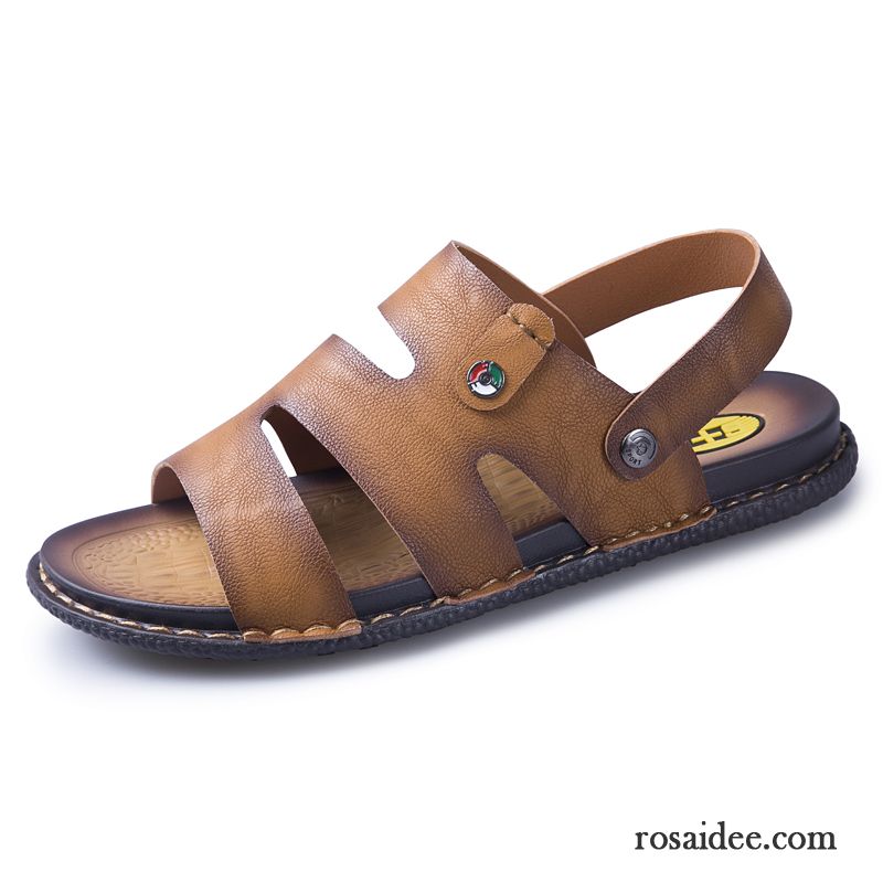 Sandalen Herren Sommer Schuhe Casual Gemütlich Hausschuhe Atmungsaktiv Sandfarben Braun