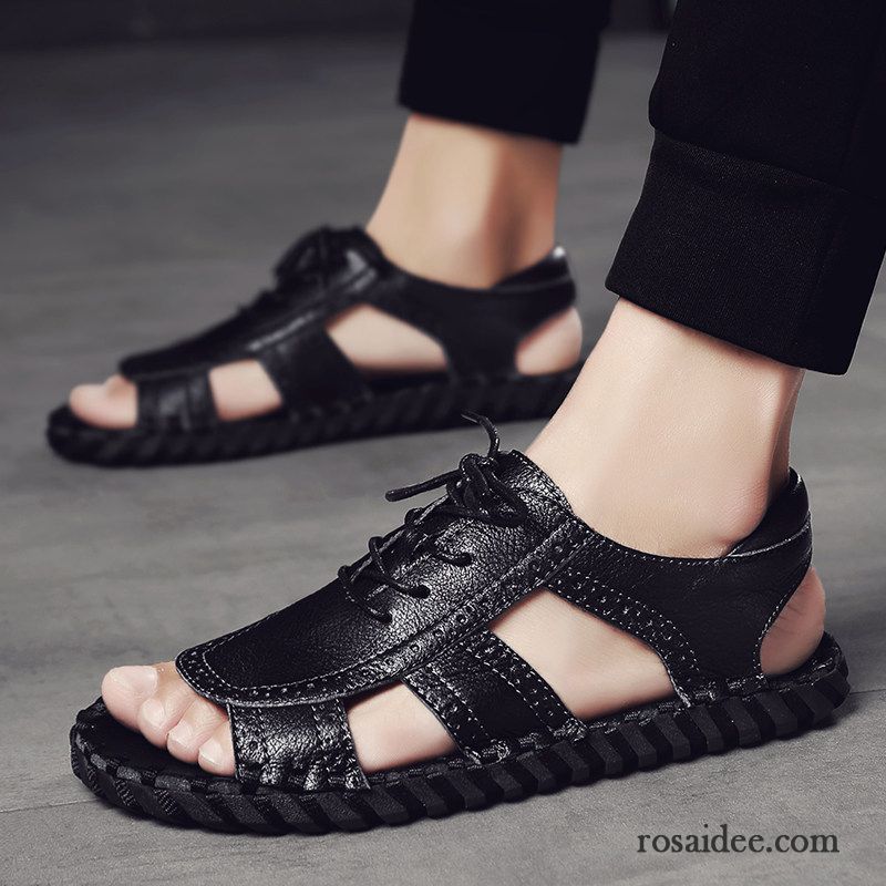 Sandalen Herren Trend Sommer Persönlichkeit Schuhe Casual Schnürung Weiß Rot