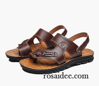 Sandalen Absatz Sandalen Strand Schuhe Pantolette Echtleder Sommer Neue Herren