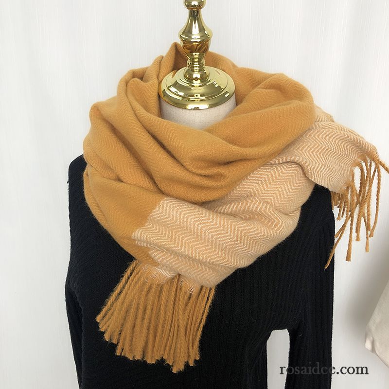 Schal Damen Quasten Winter Lätzchen Herbst Doppelnutzen All Match Gelb