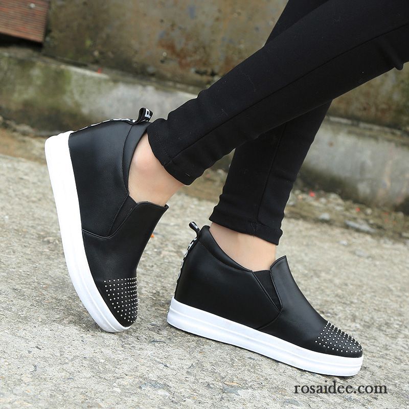 Schicke Schuhe Damen Casual Damen Halbschuhe Feder Runde Zehe Schnürschuhe Herbst Dicke Sohle Erhöht Slip-on Keilschuhe Günstig