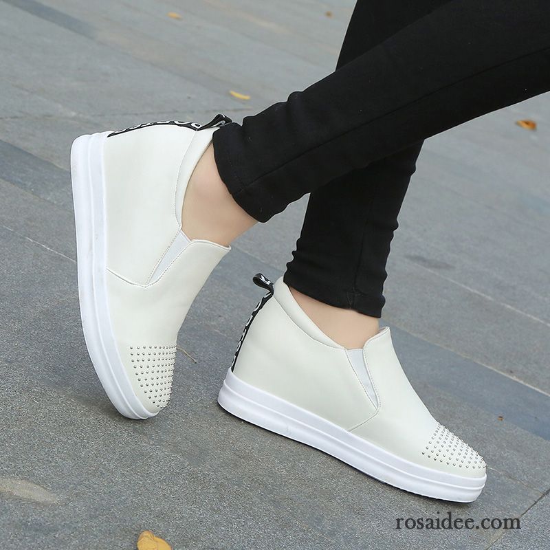 Schicke Schuhe Damen Casual Damen Halbschuhe Feder Runde Zehe Schnürschuhe Herbst Dicke Sohle Erhöht Slip-on Keilschuhe Günstig