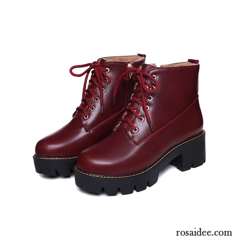 Schmalschaft Damen Plus Samt Hochhackigen Kurze Schüler Reißverschluss Winter Dicke Sohle England Martin Stiehlt Schuhe Billig