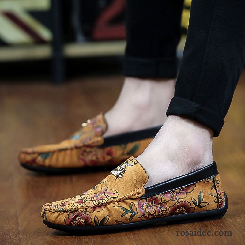 Schnürschuhe Herren Elegant Casual Lederschue Fahrschuhe Mode England Drucken Feder Sommer Neue Trend Gemütlich Herren Verkaufen
