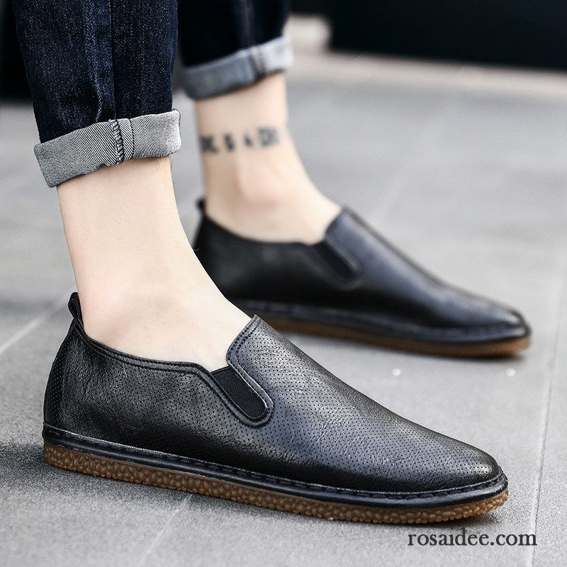 Schnürschuhe Herren Elegant Faul Herren Lederschue Atmungsaktiv Sommer Schuhe Trend Casual Weberei England Grau Allgleiches