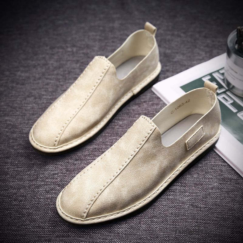 Schnürschuhe Herren Elegant Faul Herren Lederschue Atmungsaktiv Sommer Schuhe Trend Casual Weberei England Grau Allgleiches