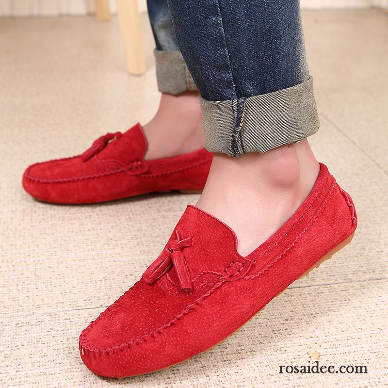 Schnürschuhe Herren Leder Gefrostet Atmungsaktiv Rot Echtleder Schuhe Lovers England Trend Herren Faul Kaufen