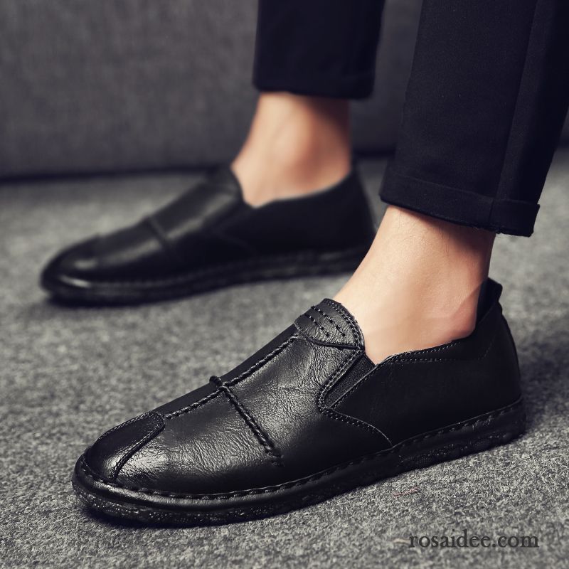 Schnürschuhe Herren Schwarz Faul Herren Allgleiches Lederschue Schuhe Neue Trend Slip-on Feder Casual Günstig