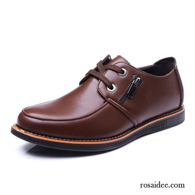 Schuhe Cognac Herren Geschäft Lederschue Schuhe Kostenloser Versand Casual Niedrig Trend Neue Herren Mode Runde Zehe Feder Herbst Schnürung Günstig