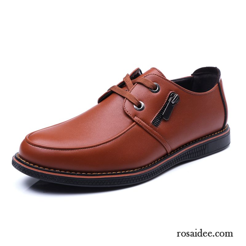 Schuhe Cognac Herren Geschäft Lederschue Schuhe Kostenloser Versand Casual Niedrig Trend Neue Herren Mode Runde Zehe Feder Herbst Schnürung Günstig