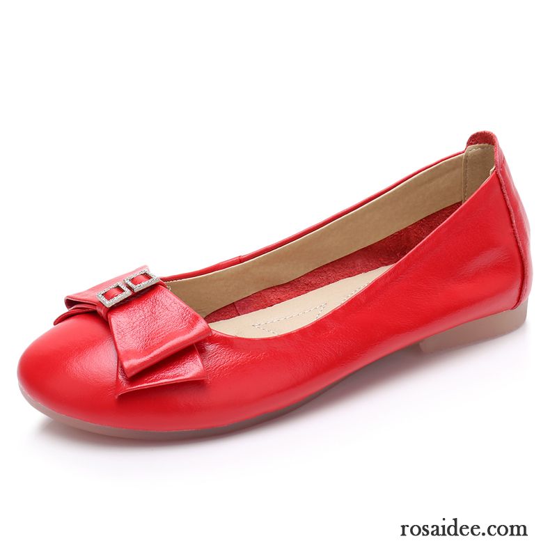 Schuhe Damen Rot Schuhe Grün Lederschuhe Damen Flache Weiche Sohle Schnürschuhe Allgleiches Rutschsicher Echtleder Sommer Gemütlich Günstig