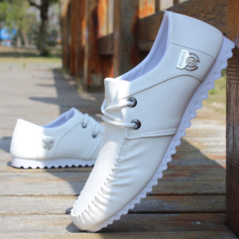 Schuhe Günstig Kaufen Weiß Atmungsaktiv Sommer Neue Herren Schwarz Feder Jugend Casual Lederschue Trend Schuhe Verkaufen
