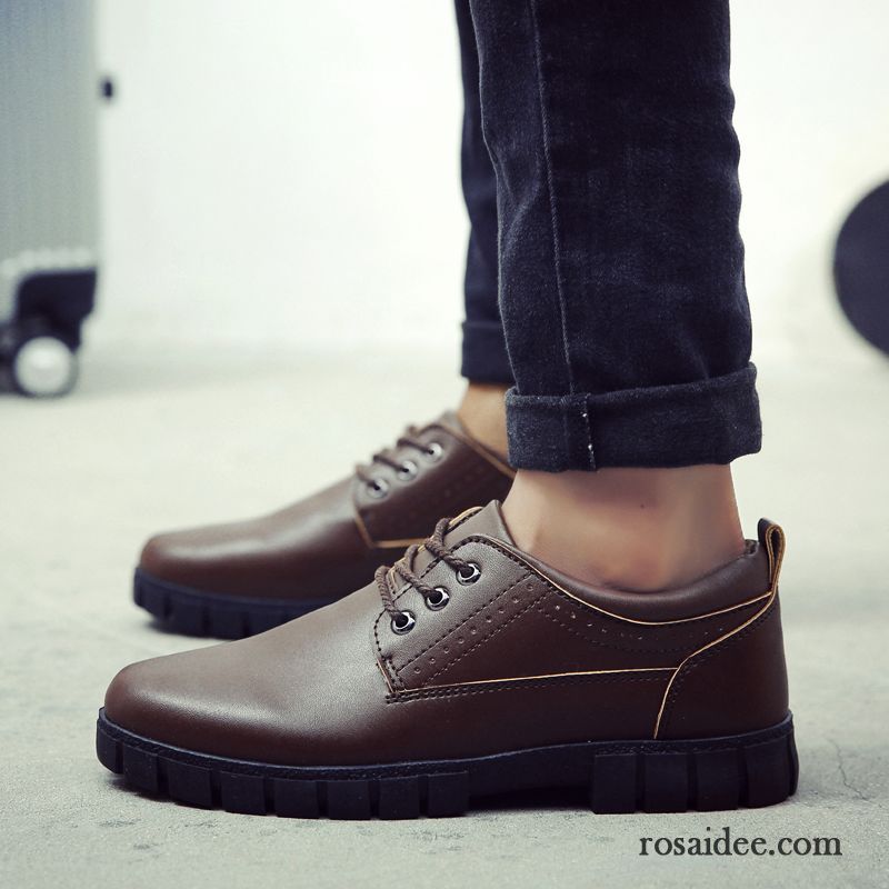 Schuhe Herren Elegant Herren Dicke Sohle Schuhe Schnürung Trend Herbst Jugend England Erhöht Runde Zehe Casual Lederschue Neue Verkaufen