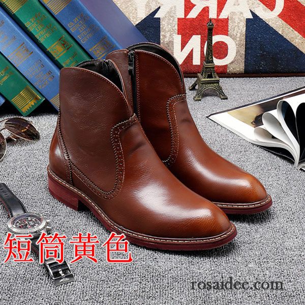 Schuhe Leder Herren Stiefel Herren Mode Echtleder Gelb Martin Stiehlt Trend