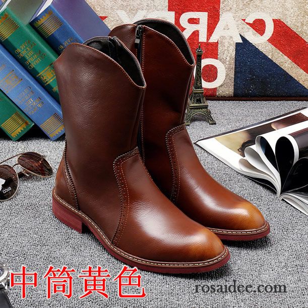 Schuhe Leder Herren Stiefel Herren Mode Echtleder Gelb Martin Stiehlt Trend