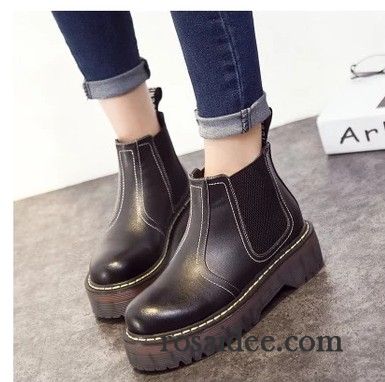 Schuhe Keilabsatz Damen Schüler Baumwolle Schuhe Plus Samt Flache Dicke Sohle England Martin Stiehlt Winter Kurze