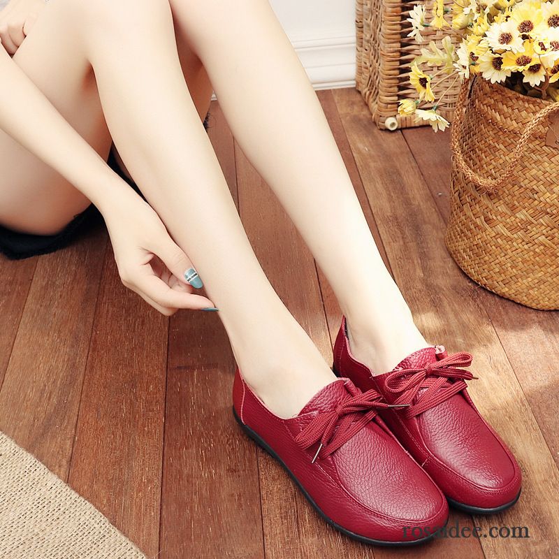 Schuhe Mit Roter Sohle Flache Lederschuhe Sommer Herbst Neue Halbschuhe Weiche Sohle Rot Schnürschuhe Echtleder Damen Gemütlich Günstig