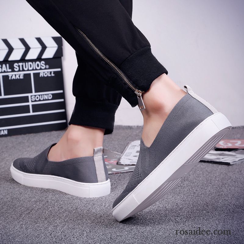 Schuhe Online Bestellen Fliegende Weberei Herren Sommer Casual Schuhe Sportschuhe Halbschuhe Atmungsaktiv England Skaterschuhe Billig