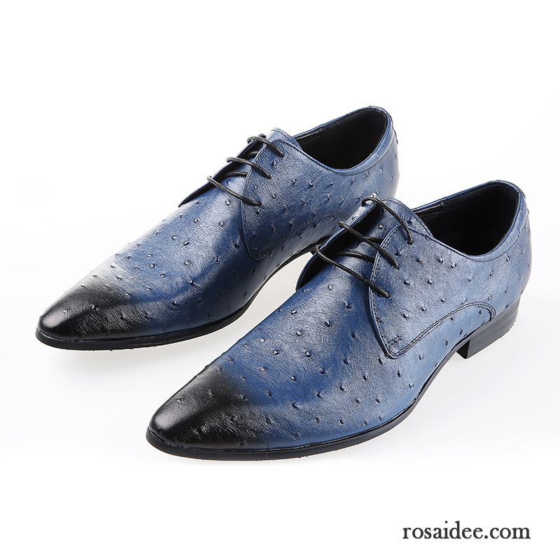 Schuhe Online Kaufen Herren Mode Spitze Trend Blau Schnürung Geschäft Schuhe England Herren Echtleder Schwarz Lederschue