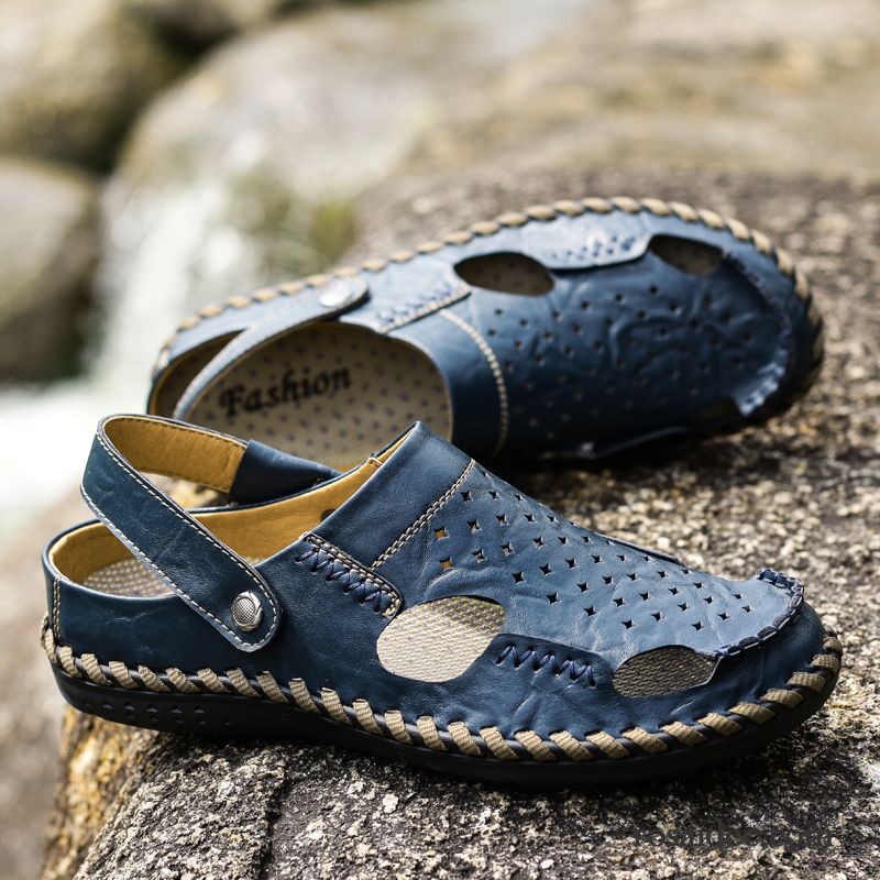 Schuhe Sandalen Herren Sommer Hohl Trend Echtleder Neue Herren Schuhe Lederschue Casual Sandalen Mode Pantolette Günstig