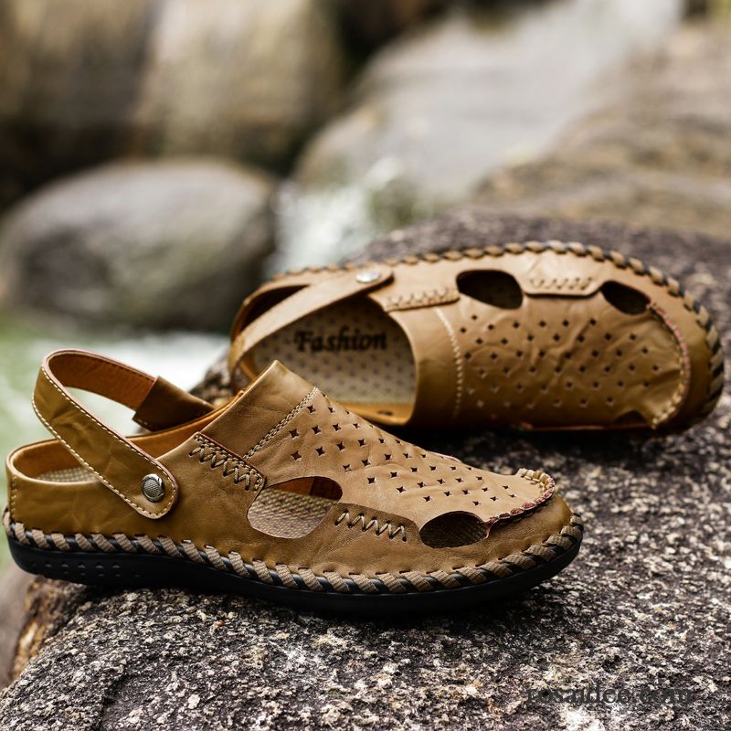 Schuhe Sandalen Herren Sommer Hohl Trend Echtleder Neue Herren Schuhe Lederschue Casual Sandalen Mode Pantolette Günstig