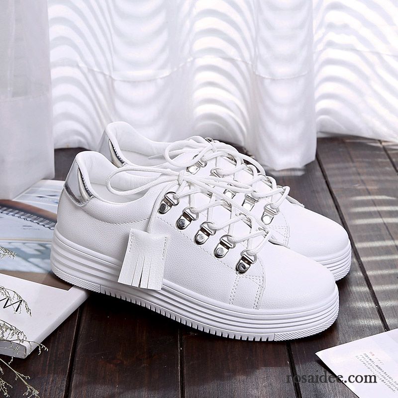 Schuhe Weiß Damen Damen Schnürung Weiß Feder Schuhe Leder Tuch Schuhe Casual Schüler Flache Skaterschuhe Kaufen