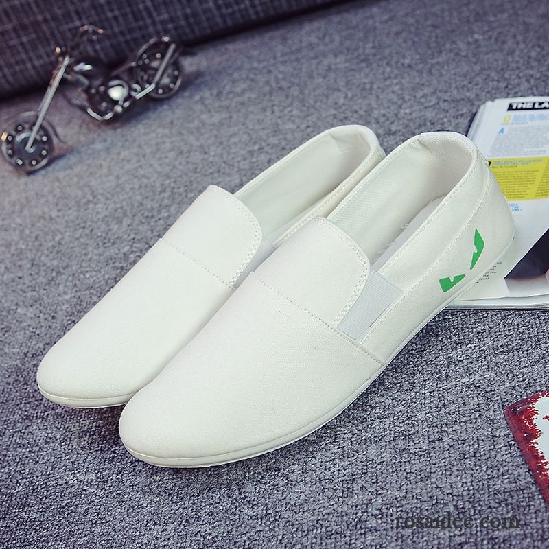 Schuhe Weiß Herren Weiß Herbst Casual Atmungsaktiv Slip-on Sommer Trend Faul Schuhe Herren Segeltuch Kaufen