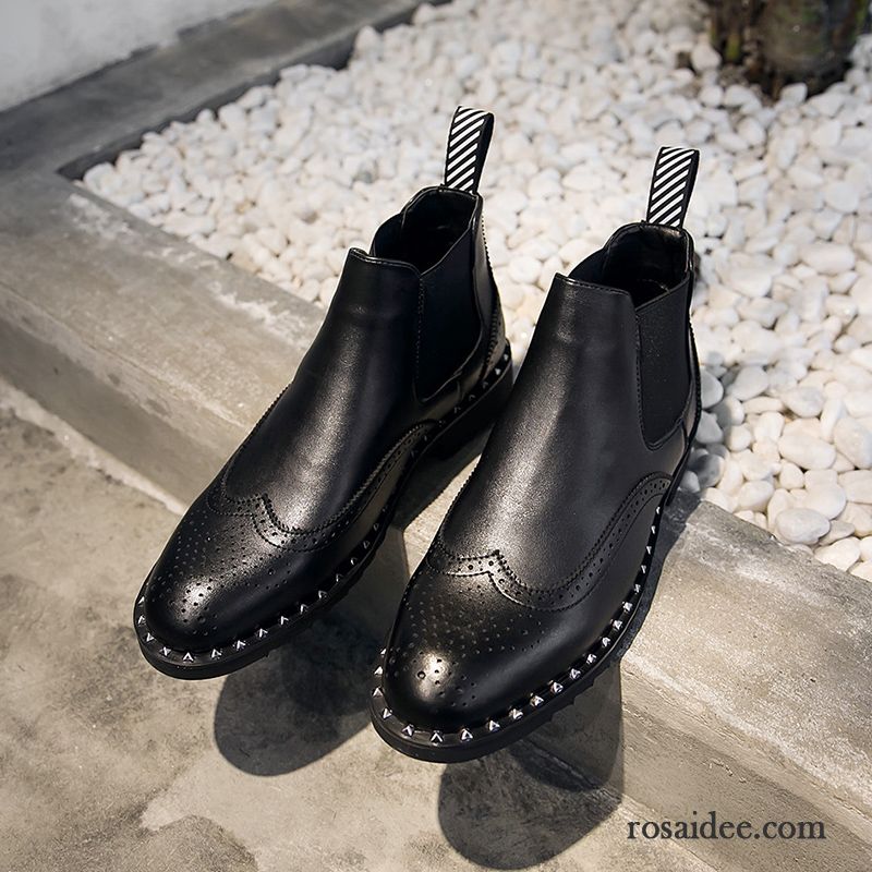 Schwarze Boots Männer England Casual Mode Schuhe Hohe Kurze Stiefel Sommer Schwarz Lederschue Herren Martin Stiehlt Verkaufen