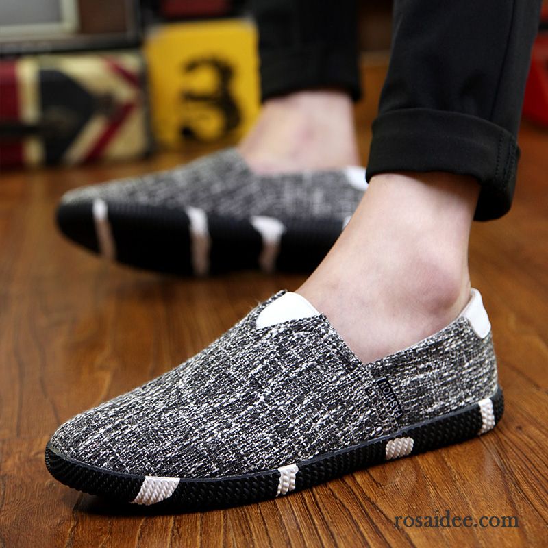 Schwarze Herren Halbschuhe Espadrille Tuch Schuhe Faul Herbst Skaterschuhe Herren Atmungsaktiv Trend Casual