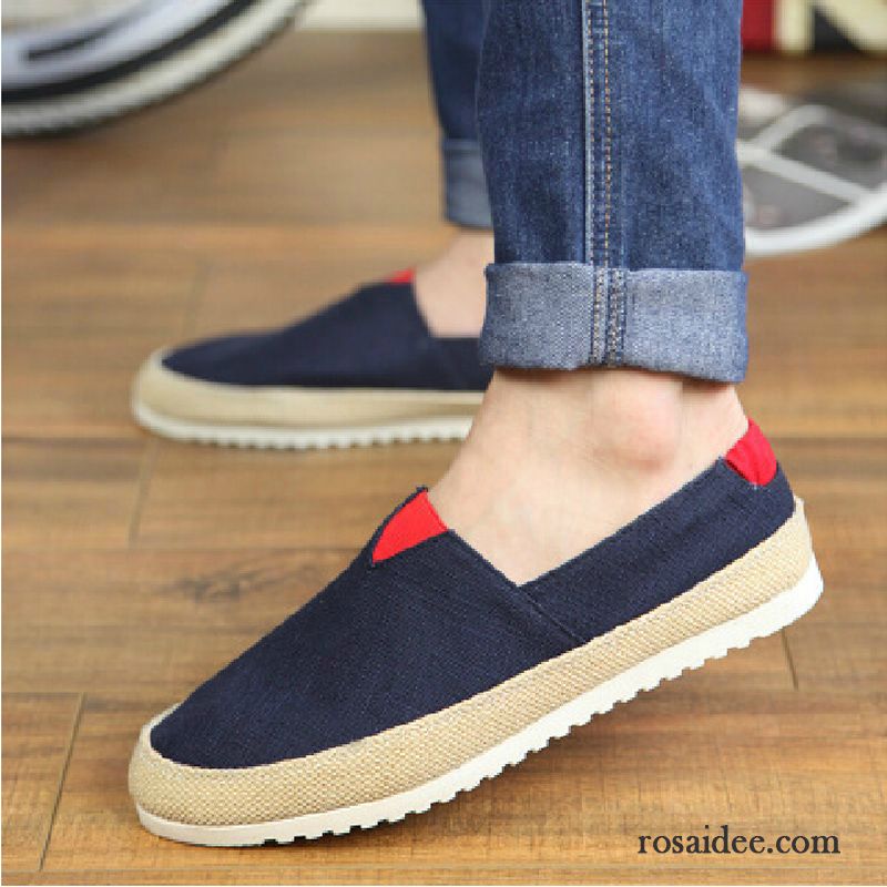 Schwarze Herren Halbschuhe Espadrille Tuch Schuhe Faul Herbst Skaterschuhe Herren Atmungsaktiv Trend Casual