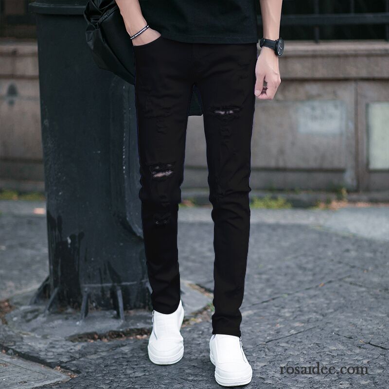 Schwarze Hose Männer Trend Schmales Bein Plus Samt Jugend Weiß Schlank Fest Lange Elastisch Herbst Herren Jeans Günstig