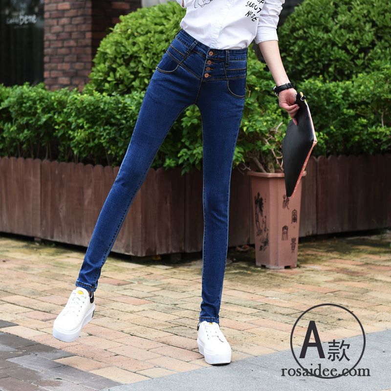 Schwarze Jeans Skinny Dünn Hose Elastisch Neu Jeans Hohe Taille Herbst Große Größe Damen Bleistift Hose Schmales Bein Günstig