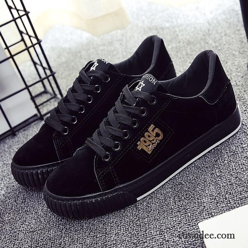 Schwarze Sneaker Damen Schuhe Skaterschuhe Damen Niedrig Schüler Schnürung Schwarz Flache Herbst Casual Allgleiches Feder Günstig