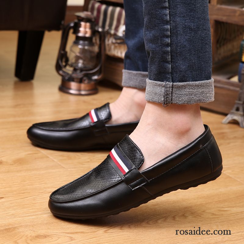 Schwarze Sneaker Herren Faul Schuhe Herren Halbschuhe Herbst Lederschue Gefrostet Neue Slip-on Trend Casual Günstig