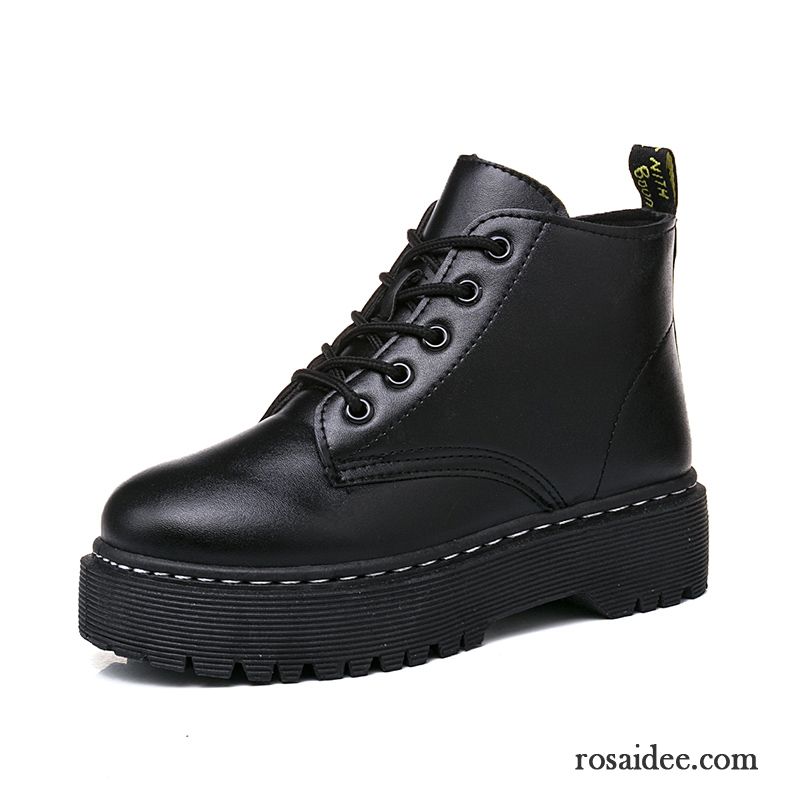 Schwarze Flach Dicke Sohle Schuhe Herbst Schnürung Schüler Damen Winter Martin Stiehlt Allgleiches England Kurze Baumwolle Schuhe Plus Samt Verkaufen