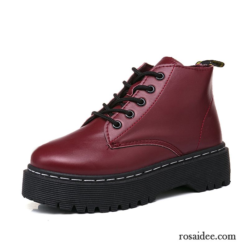 Schwarze Flach Dicke Sohle Schuhe Herbst Schnürung Schüler Damen Winter Martin Stiehlt Allgleiches England Kurze Baumwolle Schuhe Plus Samt Verkaufen