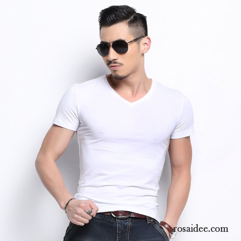 Schwarzes Basic Shirt Neu Freizeit Rein T-shirts Sommer Große Größe Herren Baumwolle Trend Ausverkauf Günstig