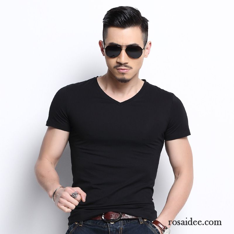 Schwarzes Basic Shirt Neu Freizeit Rein T-shirts Sommer Große Größe Herren Baumwolle Trend Ausverkauf Günstig