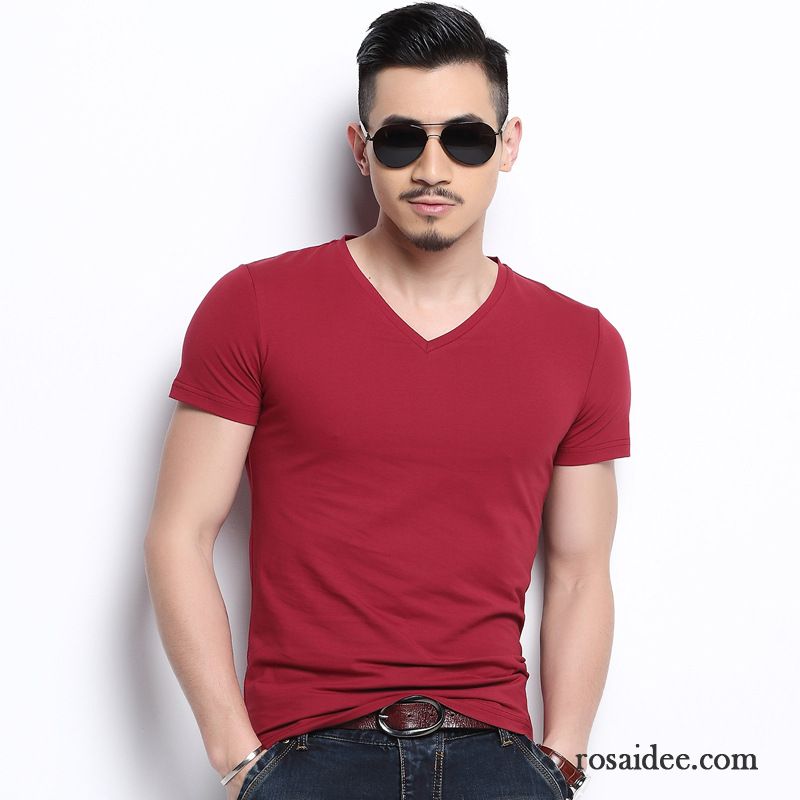 Schwarzes Basic Shirt Neu Freizeit Rein T-shirts Sommer Große Größe Herren Baumwolle Trend Ausverkauf Günstig