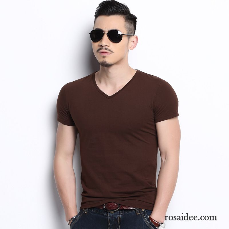 Schwarzes Basic Shirt Neu Freizeit Rein T-shirts Sommer Große Größe Herren Baumwolle Trend Ausverkauf Günstig