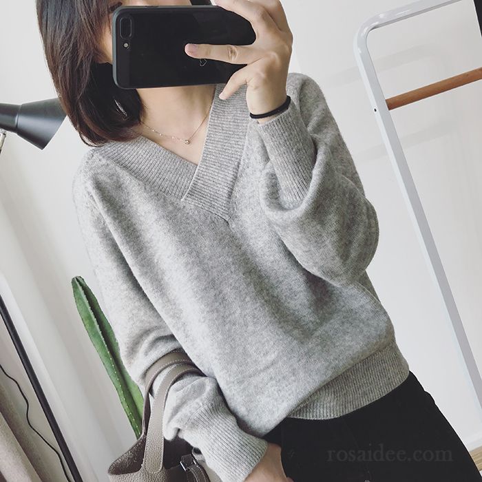 Schöne Pullover Für Damen Temperament Lange Ärmel Pullover Winter Grau Herbst Damen Hell Neu Strickwaren Rein Lose Kaufen