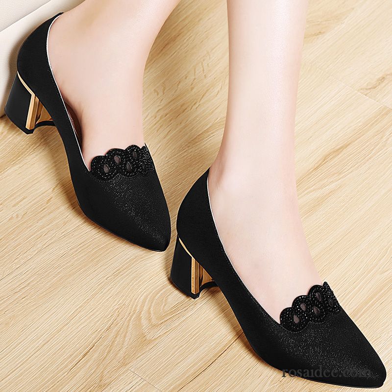 Silberne Pumps Riemchen Damen Dick Schuhe Schwarz Schnürschuhe Herbst Sexy Trend Pumps Neue Kaufen