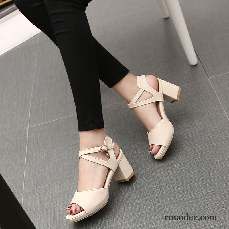 Silberne Sandalen Kleinem Absatz Sandalen Neue Damen Pumps Peep-toe Dick Sommer Schuhe Strasssteine Günstig