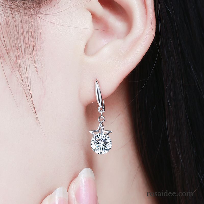 Silberschmuck Damen Sommer Strasssteinen Perlen Einfach Geschenk Elegante Silber Weiß