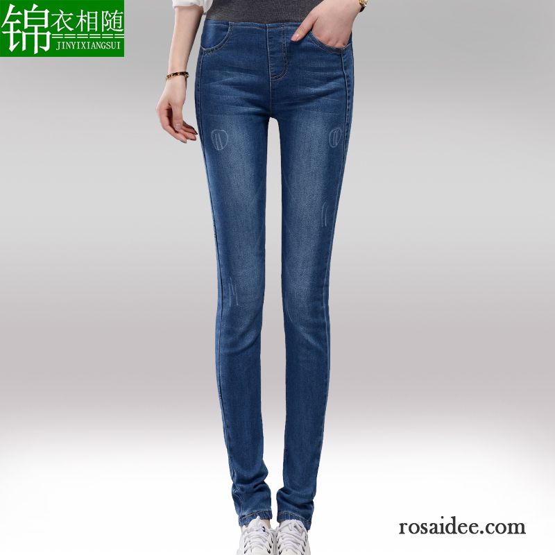 Skinny Jeans Zerrissen Schlank Bleistift Hose Elastisch Schmales Bein Hohe Taille Jeans Damen Neu Rein Herbst Baumwolle Dünn Kaufen