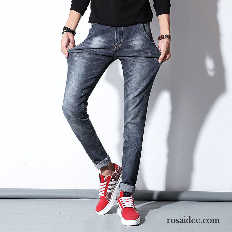 Skinny Stretch Jeans Herren Gerade Herbst Hose Lange Schlank Herren Elastisch Trend Drucken Jeans Billig