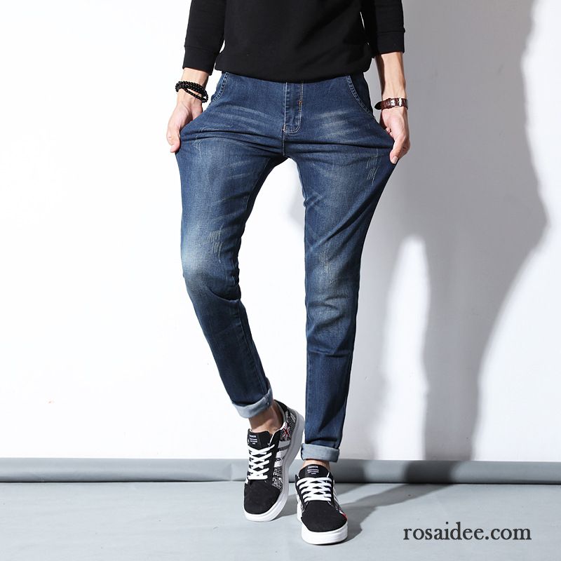 Skinny Stretch Jeans Herren Gerade Herbst Hose Lange Schlank Herren Elastisch Trend Drucken Jeans Billig