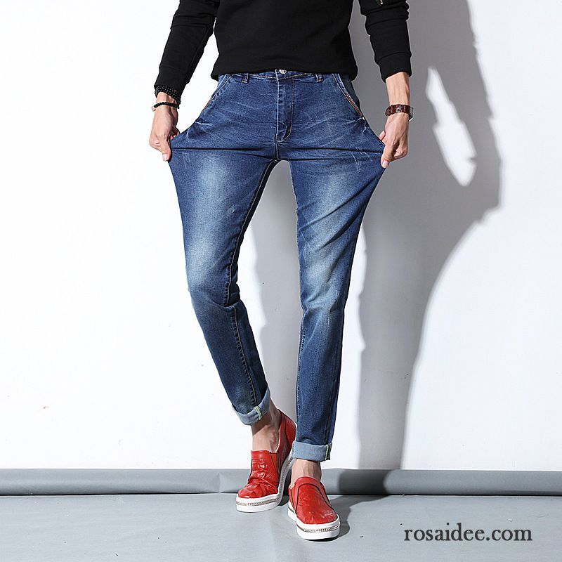 Skinny Stretch Jeans Herren Gerade Herbst Hose Lange Schlank Herren Elastisch Trend Drucken Jeans Billig