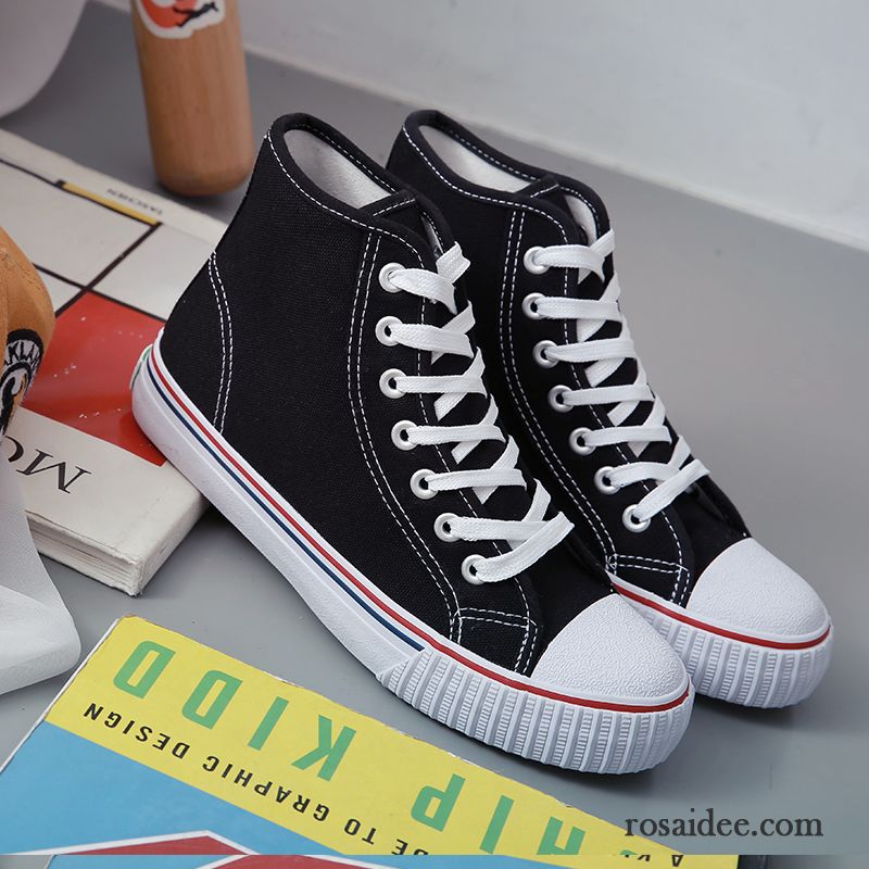 Sneaker Damen Weiß Langschaft Tuch Schuhe Neue Casual Damen Trend Schüler Skaterschuhe Flache Feder Allgleiches Schwarz Billig