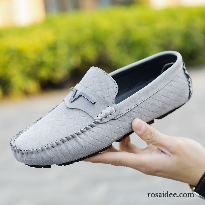 Sneaker Klettverschluss Herren Lederschue Schuhe Neue Herren Feder Sommer Trend Atmungsaktiv Echtleder Grau Casual Slip-on Faul Günstig